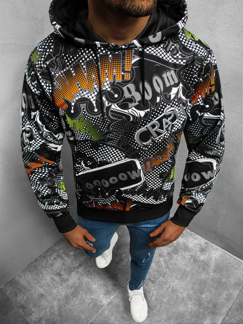 Bluza z kapturem męska czarna OZONEE O/HM693