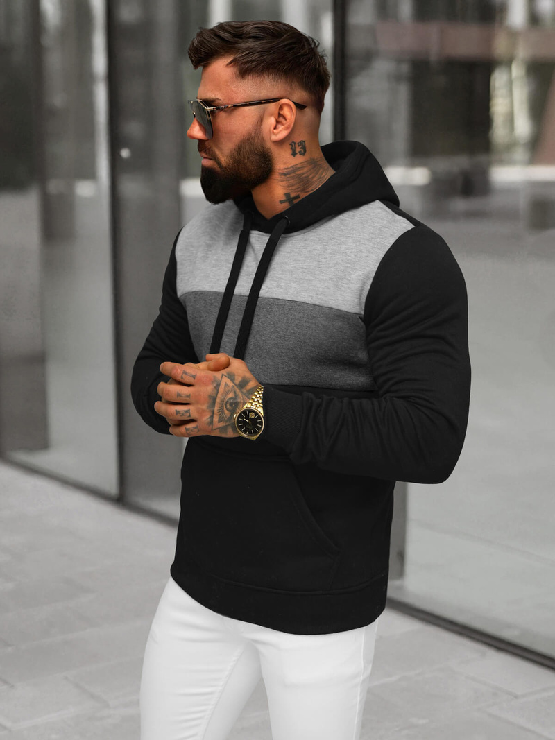 Bluza z kapturem męska czarna OZONEE JS/8B1312/3