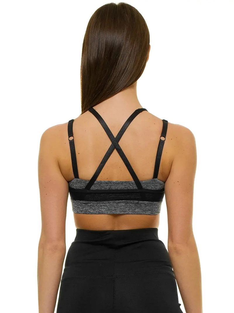 Biustonosz sportowy damski stanik treningowy czarno-grafitowy OZONEE JS/WX1092