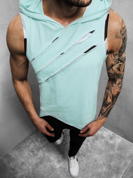 T-Shirt z kapturem męski miętowy OZONEE O/1254Z