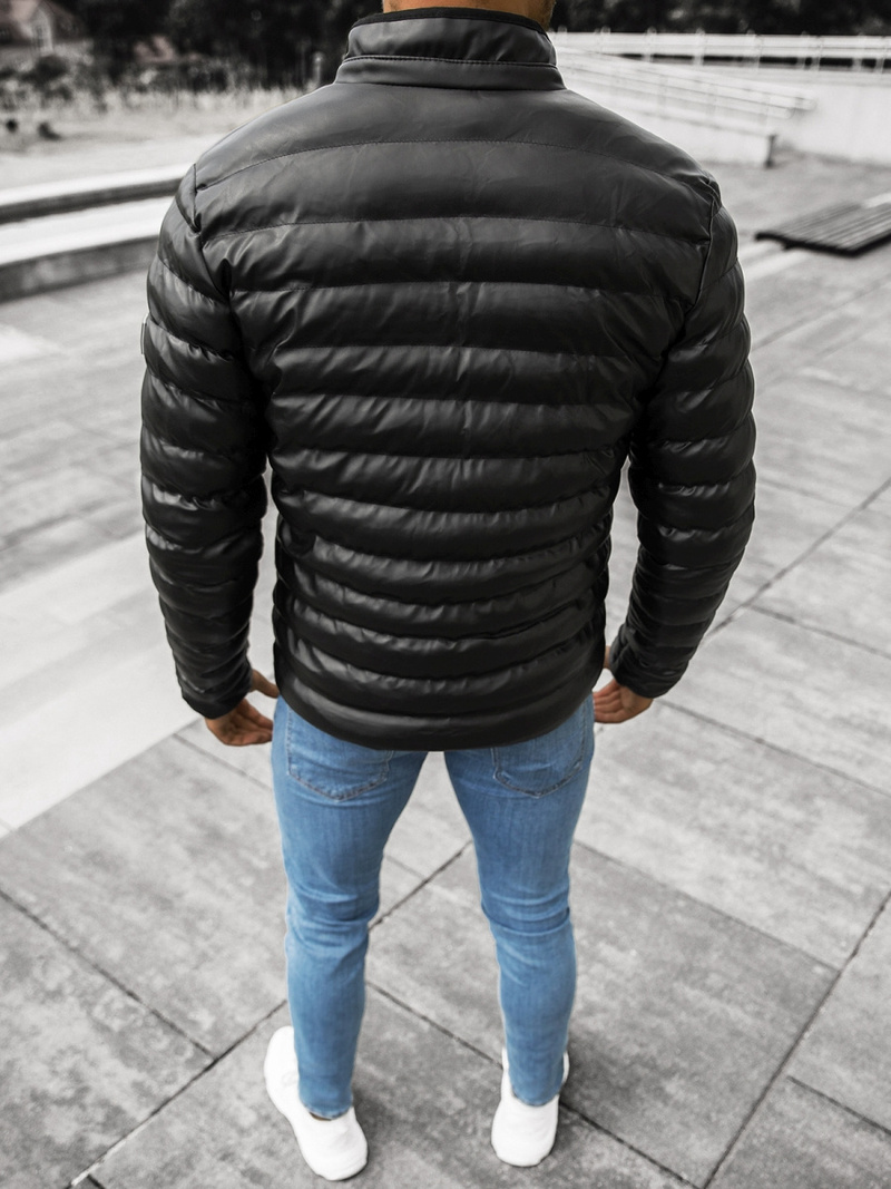 Kurtka zimowa skórzana męska czarna OZONEE O/9025Z