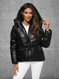 Kurtka zimowa damska pikowana czarna OZONEE JS/5M3185/392