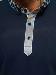 Koszulka męska polo ze stójka granatowa OZONEE O/DA803