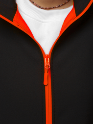 Kurtka softshell damska z kapturem czarno-pomarańczowa OZONEE JS/HH018/1/48