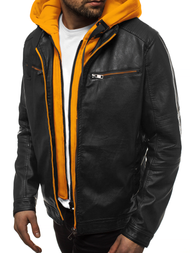 Kurtka skórzana męska czarno-żółta OZONEE N/6129