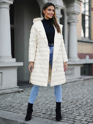 Płaszcz zimowy damski ecru OZONEE JS/5M3159/254