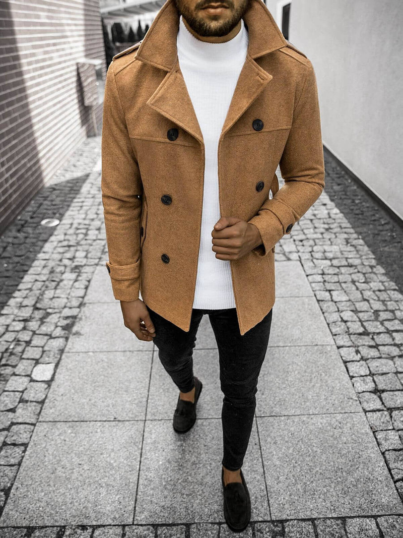 Пальто чоловіче Яскраво-Гiрчичний OZONEE O/5627