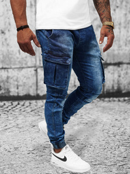 Spodnie jeansowe joggery męskie niebieskie OZONEE DR/TF056Z