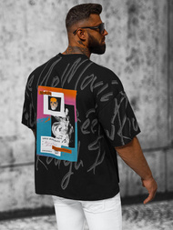 T-shirt męski oversize czarny OZONEE O/3428