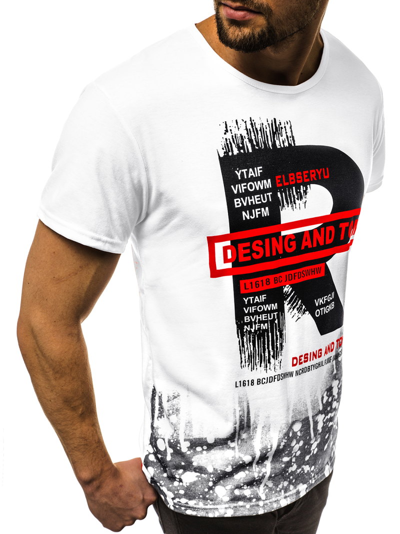 T-Shirt męski biały OZONEE JS/KS1945