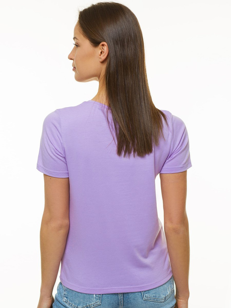 T-Shirt damski bez nadruku jasno-fioletowy OZONEE JS/SD211/102