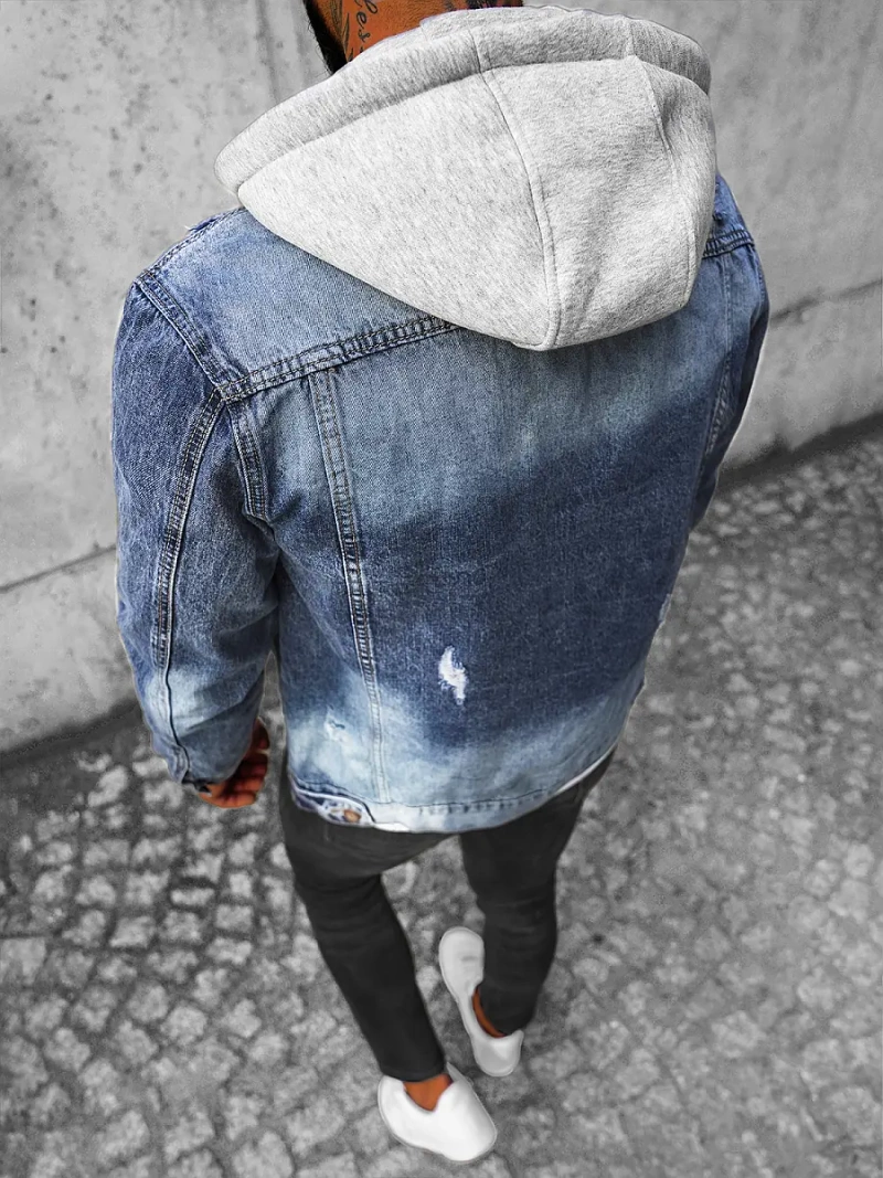 Kurtka męska jeansowa niebieska OZONEE NB/MJ505BZ