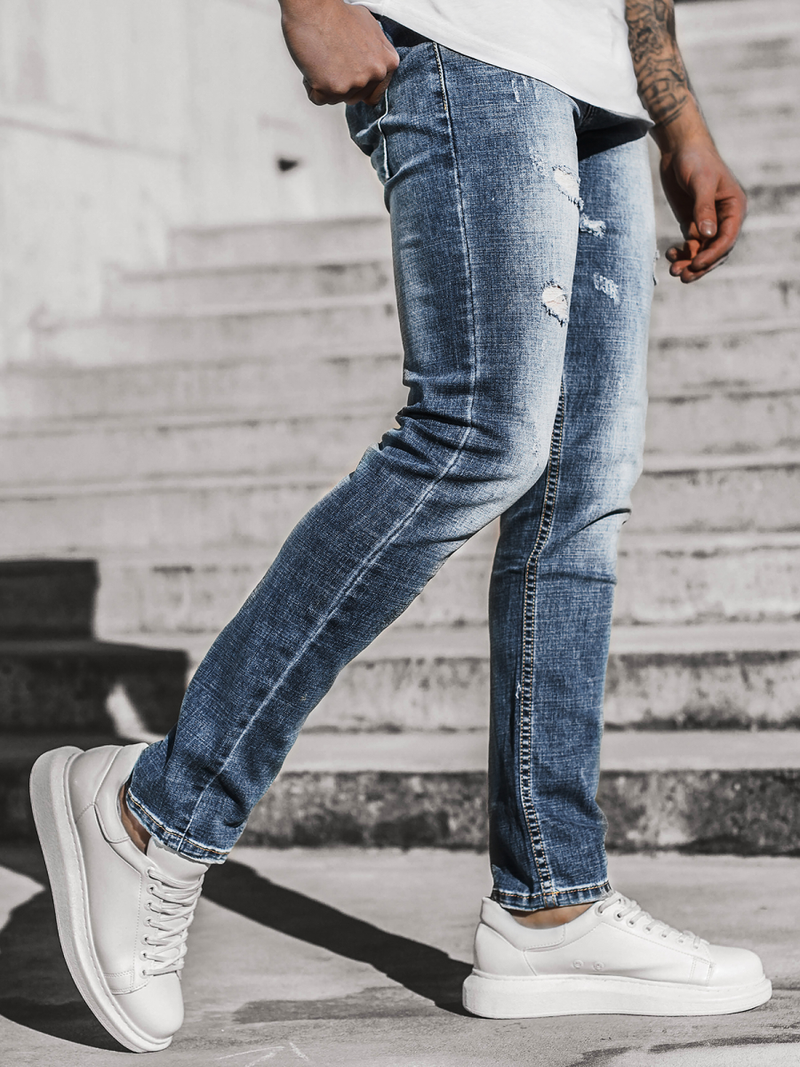 Spodnie męskie jeans niebieskie OZONEE T/6616