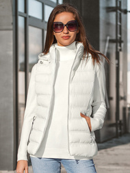 Kamizelka damska pikowana z kapturem ecru OZONEE N/6812/7Z