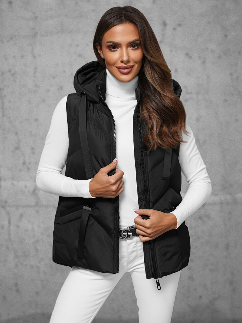 Kamizelka damska pikowana czarna OZONEE JS/5M3176/392