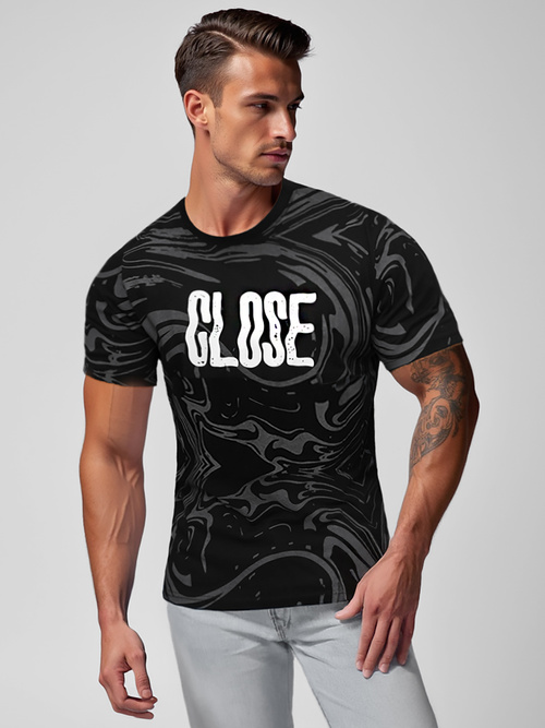 T-shirt męski czarny OZONEE O/MPO3470Z