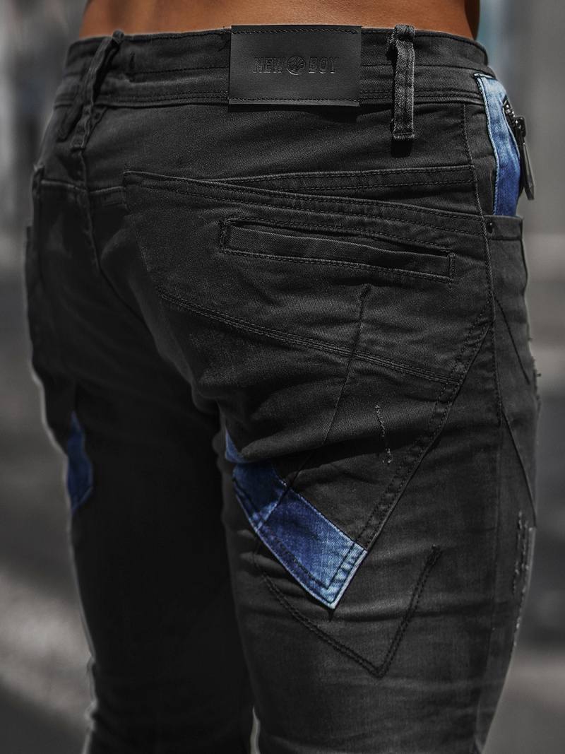 Spodnie jeansowe męskie czarne OZONEE NB/MP0025N