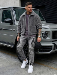 Spodnie jeansowe męskie slim fit grafitowe OZONEE O/E10017Z