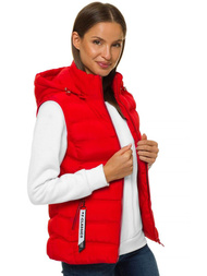 Kamizelka damska pikowana z kapturem czerwona OZONEE N/6812/11
