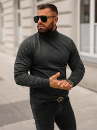 Sweter męski golf grafitowy OZONEE O/GM303