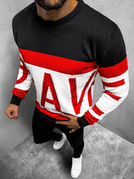 Sweter męski czarno-czerwony OZONEE B/2428Z