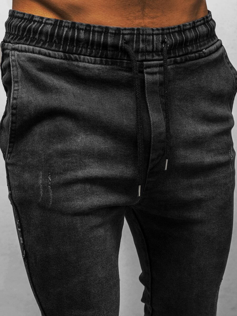 Spodnie jeansowe joggery męskie czarne OZONEE DJ/5672
