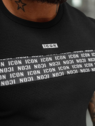 T-shirt męski slim-fit czarny OZONEE O/B1216