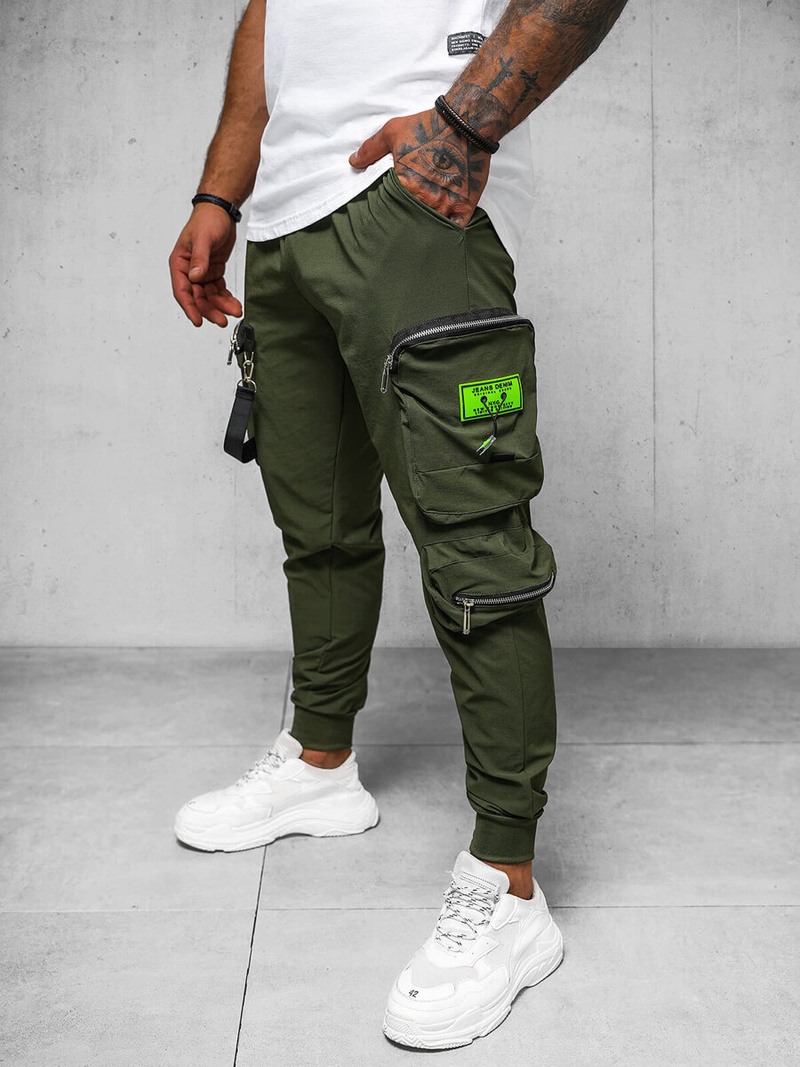 Spodnie męskie chino joggery khaki OZONEE O/PS5519