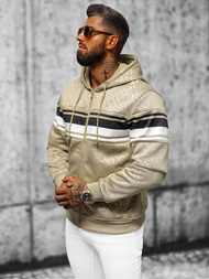 Bluza męska z kapturem rozpinana beżowa OZONEE JS/3B563