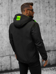 Kurtka softshell męska z kapturem czarno-zielona OZONEE JS/HH026/1AZ