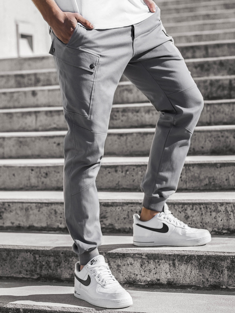 Spodnie męskie chino joggery szare OZONEE O/11103