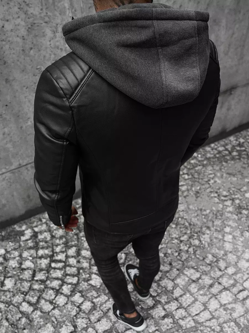 Kurtka skórzana męska czarna OZONEE JS/11Z8012