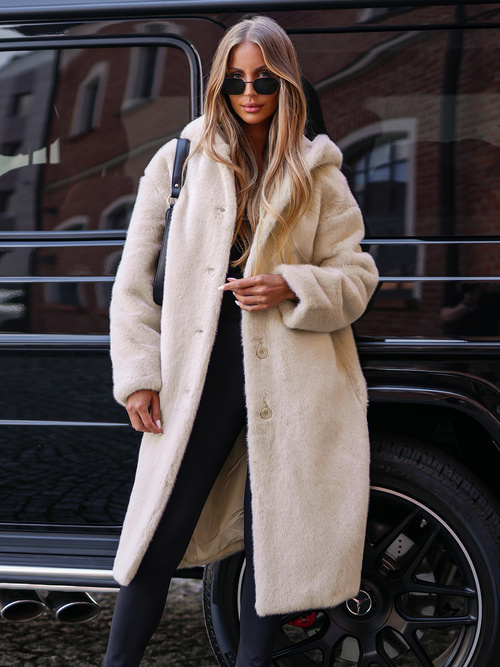 Жіноча хутряна зимова куртка Бежева OZONEE JS/11Z8250