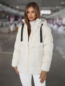 Kurtka zimowa damska pikowana ecru OZONEE JS/5M3251/281