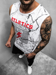 Koszulka męska bez rękawów biała OZONEE JS/SS11028Z