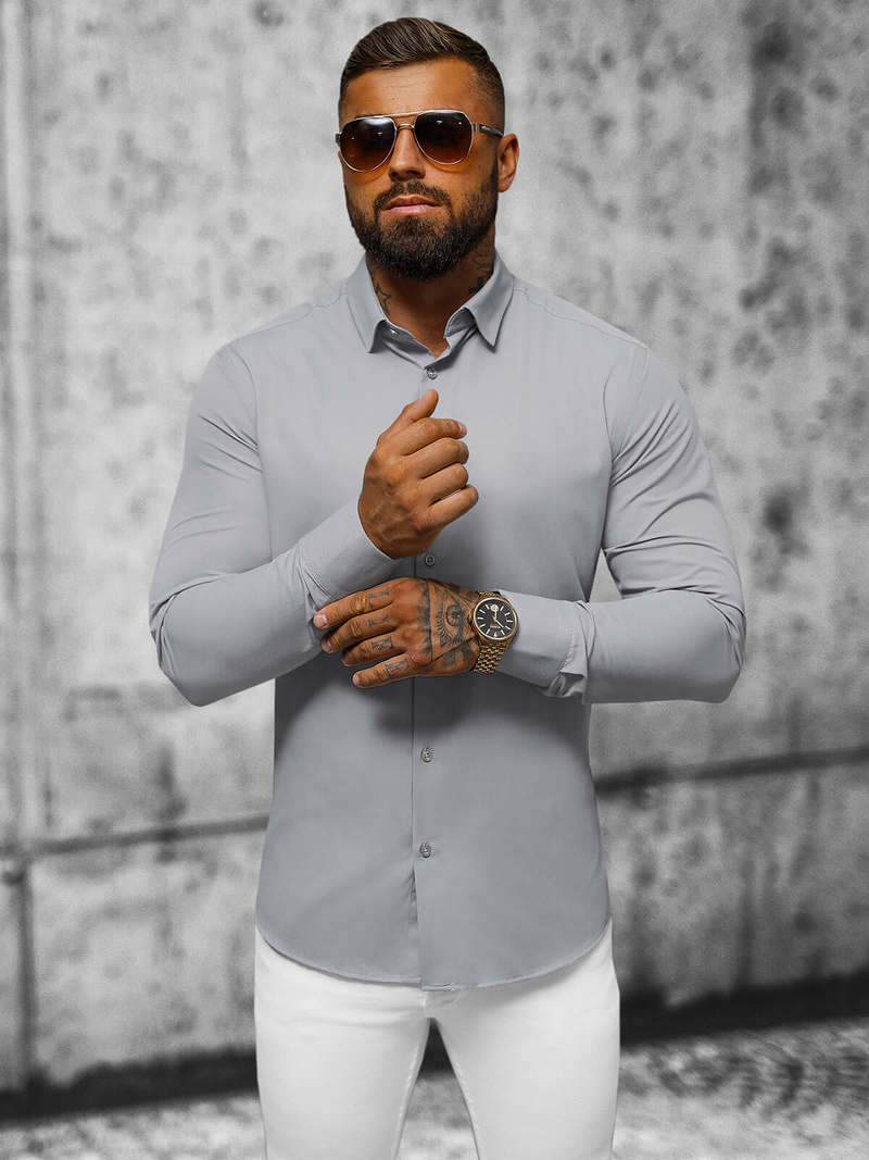 Koszula męska szara OZONEE O/V61