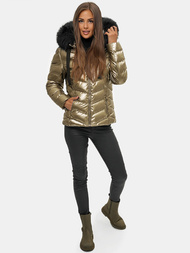 Kurtka zimowa damska z futerkiem złota OZONEE JS/M773/403