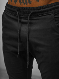 Spodnie męskie chino joggery czarne OZONEE O/399