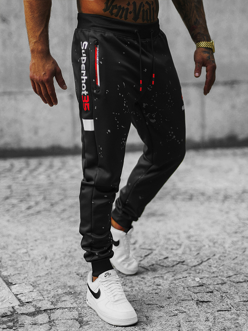 Spodnie dresowe męskie czarne OZONEE JS/K10233Z