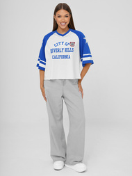 T-shirt damski oversize biało-niebieski OZONEE JS/R62493