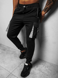 Spodnie męskie chino jogger materiałowe czarne b/21203004