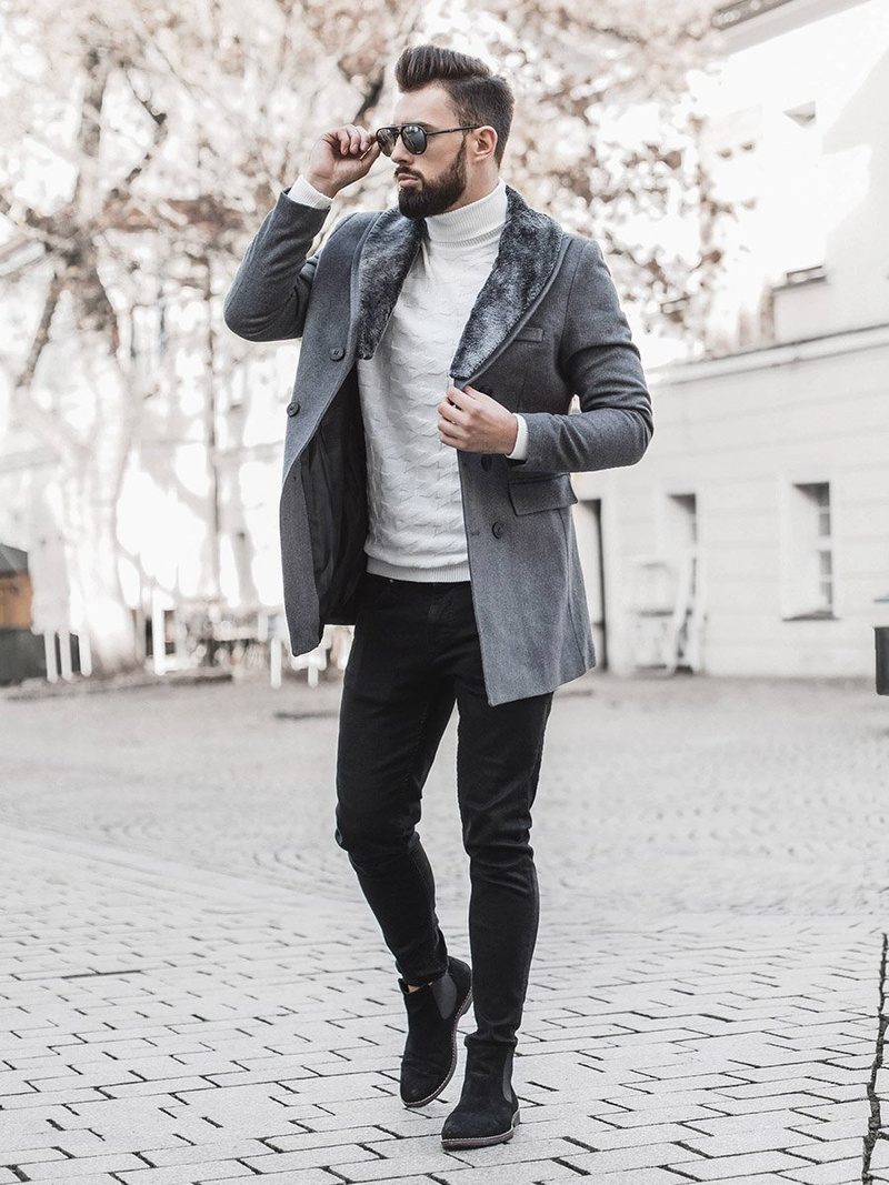 Płaszcz męski grafitowy OZONEE O/5626