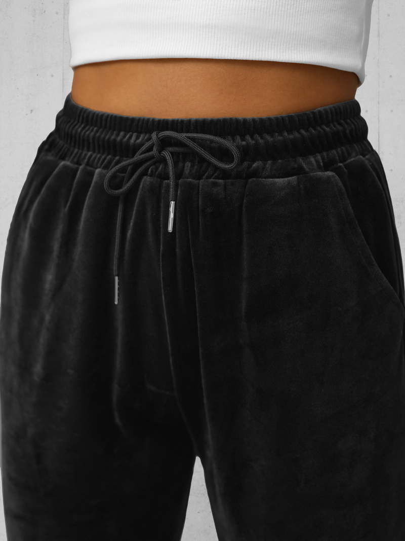 Spodnie dresowe damskie welurowe czarne OZONEE JS/8K1532/3