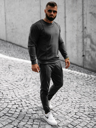 Komplet dresowy męski welurowy czarny OZONEE O/12129