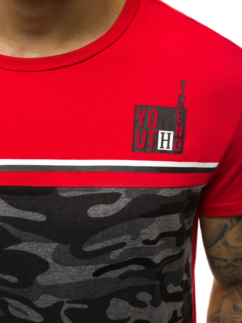 T-Shirt męski czerwony OZONEE JS/SS10979