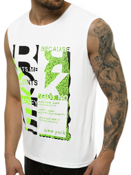 T-Shirt męski bez rękawów biały OZONEE JS/KS2077