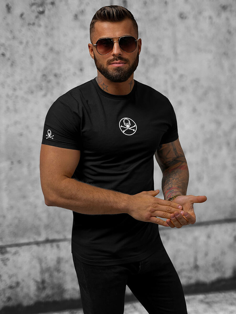 T-shirt męski slim fit czarny OZONEE NB/MT3040