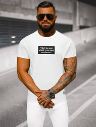 T-shirt męski z nadrukiem biały OZONEE MR/21540Z