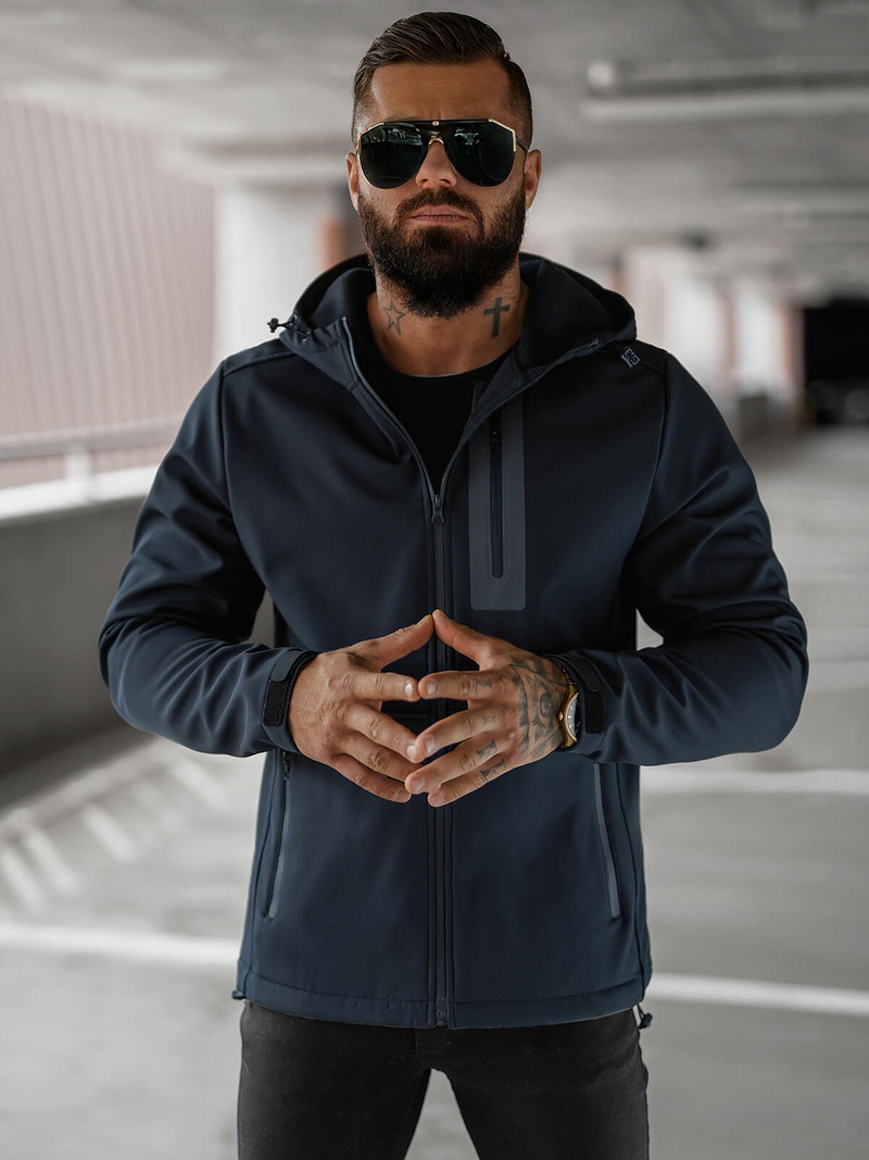 Kurtka softshell męska z kapturem granatowa OZONEE JS/27B6513/25Z