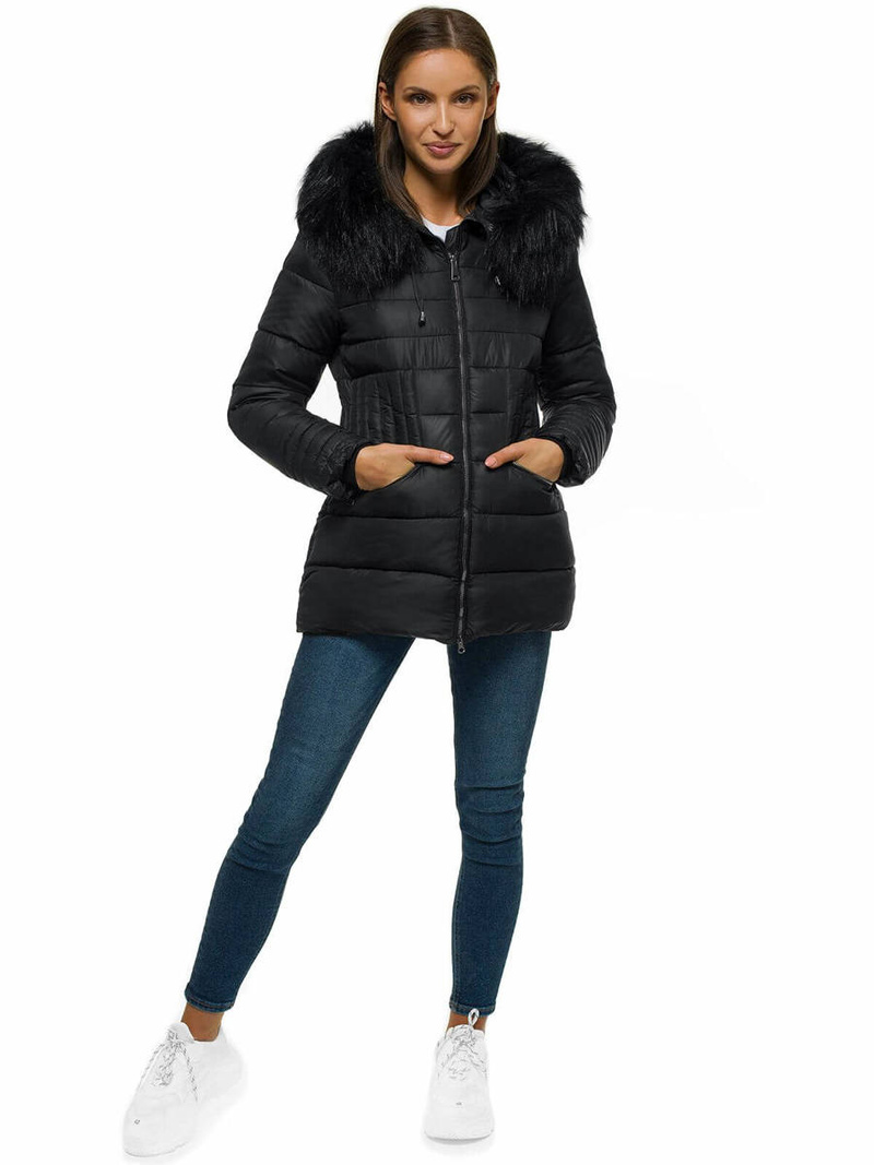 Kurtka zimowa damska czarna OZONEE O/SW027/1